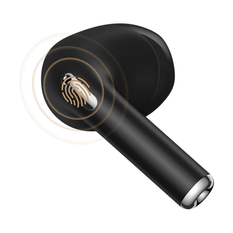 Belaidės Bluetooth 5.0 TWS į ausis įdedamos ausinės, atsparios vandeniui IPX5 E8 juodos spalvos