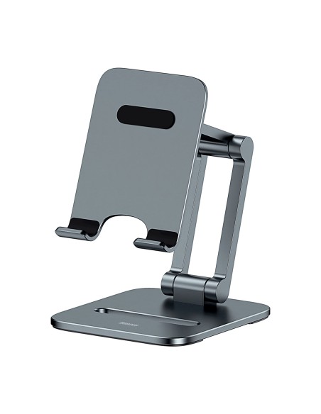 Metalinis stovas išmaniajam telefonui Desktop Biaxial Sulankstomas iki 7 colių pilkos spalvos Metalinis stovas išmaniajam telefonui Desktop Biaxial Sulankstomas iki 7 colių pilkos spalvos
