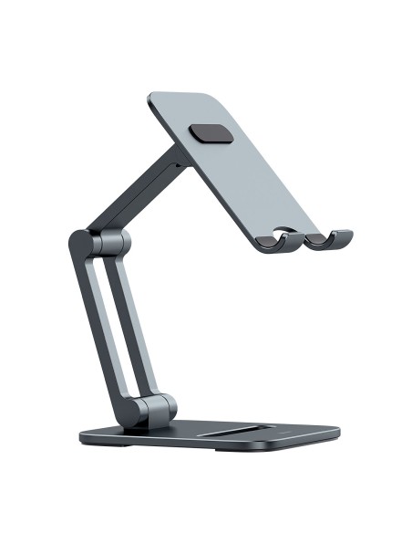 Metalinis stovas išmaniajam telefonui Desktop Biaxial Sulankstomas iki 7 colių pilkos spalvos Metalinis stovas išmaniajam telefonui Desktop Biaxial Sulankstomas iki 7 colių pilkos spalvos