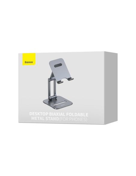 Metalinis stovas išmaniajam telefonui Desktop Biaxial Sulankstomas iki 7 colių pilkos spalvos Metalinis stovas išmaniajam telefonui Desktop Biaxial Sulankstomas iki 7 colių pilkos spalvos