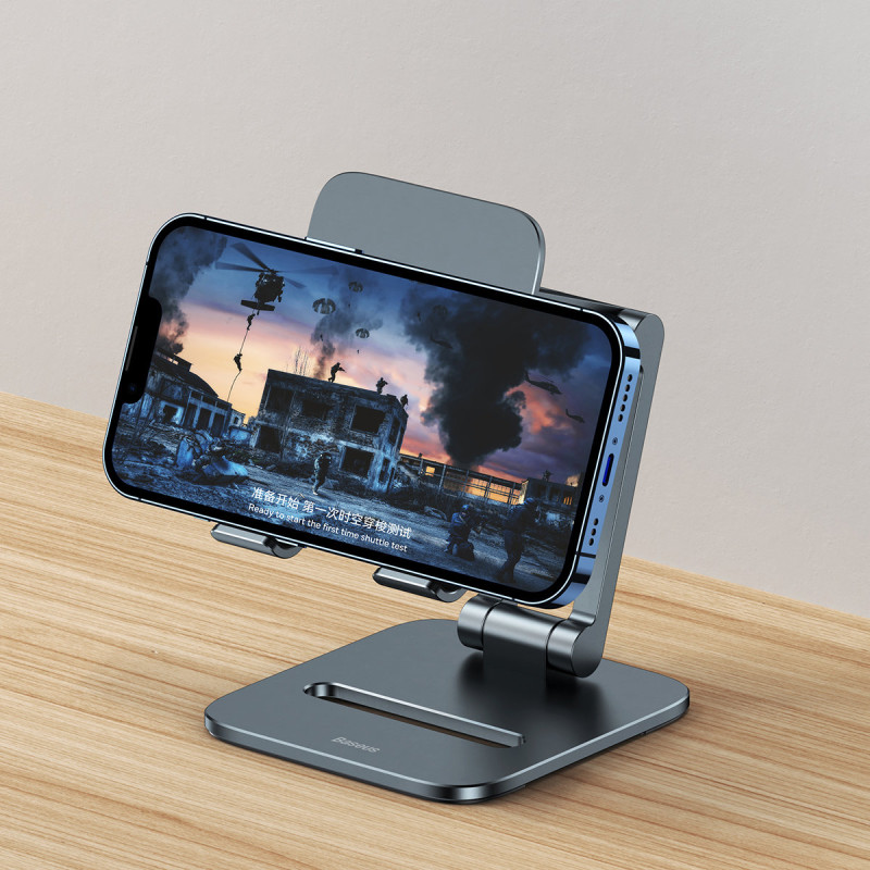 Metalinis stovas išmaniajam telefonui Desktop Biaxial Sulankstomas iki 7 colių pilkos spalvos