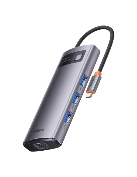 Prijungimo stotis HUB 7in1 USB-C 1xHDMI 1xVGA 3xUSB 3.2 1xPower Delivery RJ-45 Ethernet pilka spalva Prijungimo stotis HUB 7in1 USB-C 1xHDMI 1xVGA 3xUSB 3.2 1xPower Delivery RJ-45 Ethernet pilka spalva