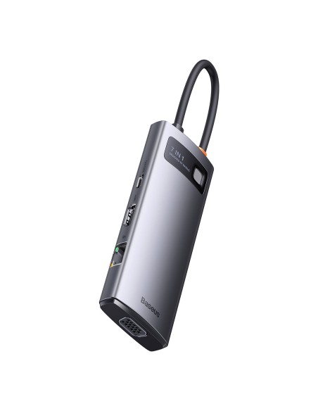 Prijungimo stotis HUB 7in1 USB-C 1xHDMI 1xVGA 3xUSB 3.2 1xPower Delivery RJ-45 Ethernet pilka spalva Prijungimo stotis HUB 7in1 USB-C 1xHDMI 1xVGA 3xUSB 3.2 1xPower Delivery RJ-45 Ethernet pilka spalva