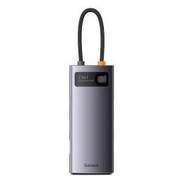 Prijungimo stotis HUB 7in1 USB-C 1xHDMI 1xVGA 3xUSB 3.2 1xPower Delivery RJ-45 Ethernet pilka spalva