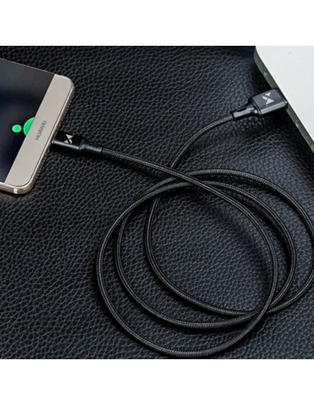 Tvirtas pintas kabelis USB USB-C 2.4A 1m juodas