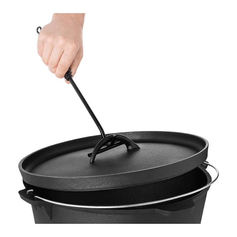 Katilinis ketaus medžioklės puodas laužo griliui sk. 37cm 10,75L + PĖDOS