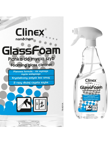 Profesionalios putos veidrodinio stiklo plovimui be dryžių ir dėmių CLINEX Glass Foam 650ML Profesionalios putos veidrodinio stiklo plovimui be dryžių ir dėmių CLINEX Glass Foam 650ML