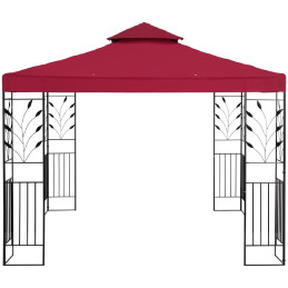 Sodo paviljono pavėsinė su ornamentu sulankstytas 3 x 3 x 2,6 m raudonojo vyno