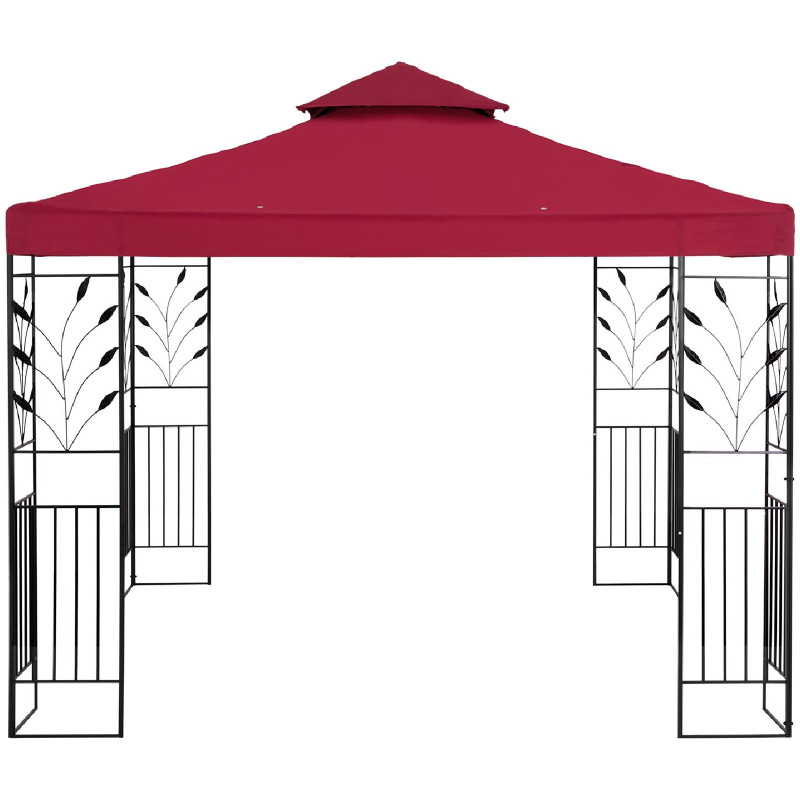 Sodo paviljono pavėsinė su ornamentu sulankstytas 3 x 3 x 2,6 m raudonojo vyno