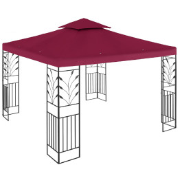 Sodo paviljono pavėsinė su ornamentu sulankstytas 3 x 3 x 2,6 m raudonojo vyno