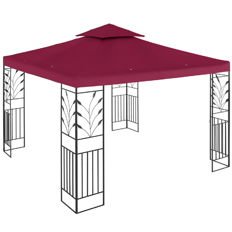 Sodo paviljono pavėsinė su ornamentu sulankstytas 3 x 3 x 2,6 m raudonojo vyno