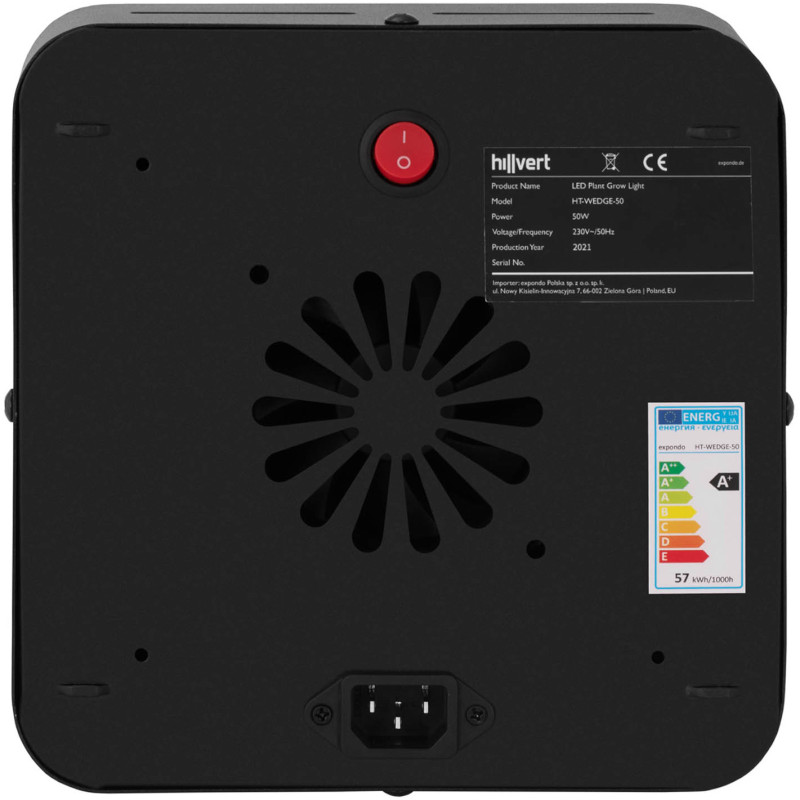 Augalų augimo lempa viso spektro 20 x 20 cm 1 LED 50 W juoda