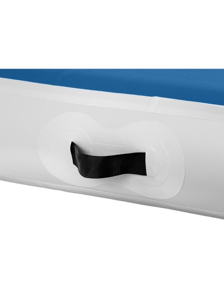 Čiužinio kilimėlis akrobatinis pripučiamas gimnastikos takelis 600 x 100 x 20 cm mėlyna ir balta