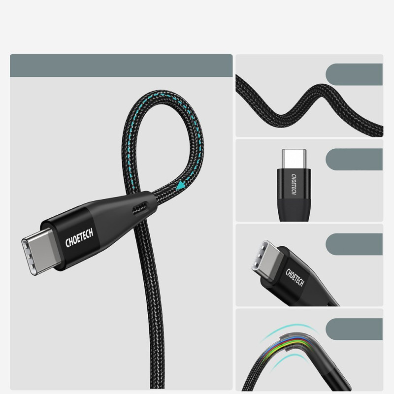 Kabelis USB Type C - USB Type C Maitinimo tiekimas 60W 2m juodas