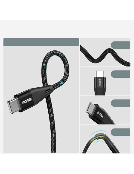 Kabelis USB Type C - USB Type C Maitinimo tiekimas 60W 2m juodas Kabelis USB Type C - USB Type C Maitinimo tiekimas 60W 2m juodas
