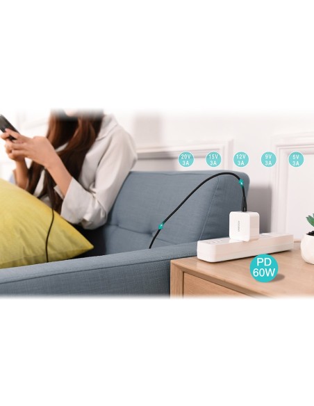Kabelis USB Type C - USB Type C Maitinimo tiekimas 60W 2m juodas Kabelis USB Type C - USB Type C Maitinimo tiekimas 60W 2m juodas