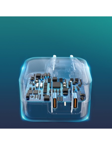 Greitas įkroviklis 2x USB Type C Maitinimo tiekimas 40W 3A baltas Greitas įkroviklis 2x USB Type C Maitinimo tiekimas 40W 3A baltas