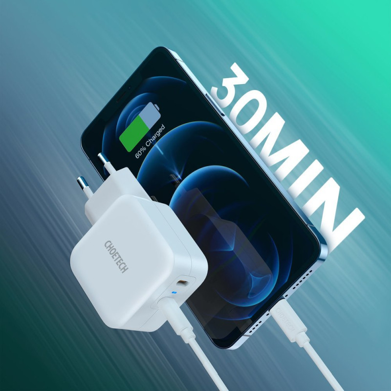 Greitas įkroviklis 2x USB Type C Maitinimo tiekimas 40W 3A baltas