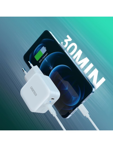 Greitas įkroviklis 2x USB Type C Maitinimo tiekimas 40W 3A baltas Greitas įkroviklis 2x USB Type C Maitinimo tiekimas 40W 3A baltas