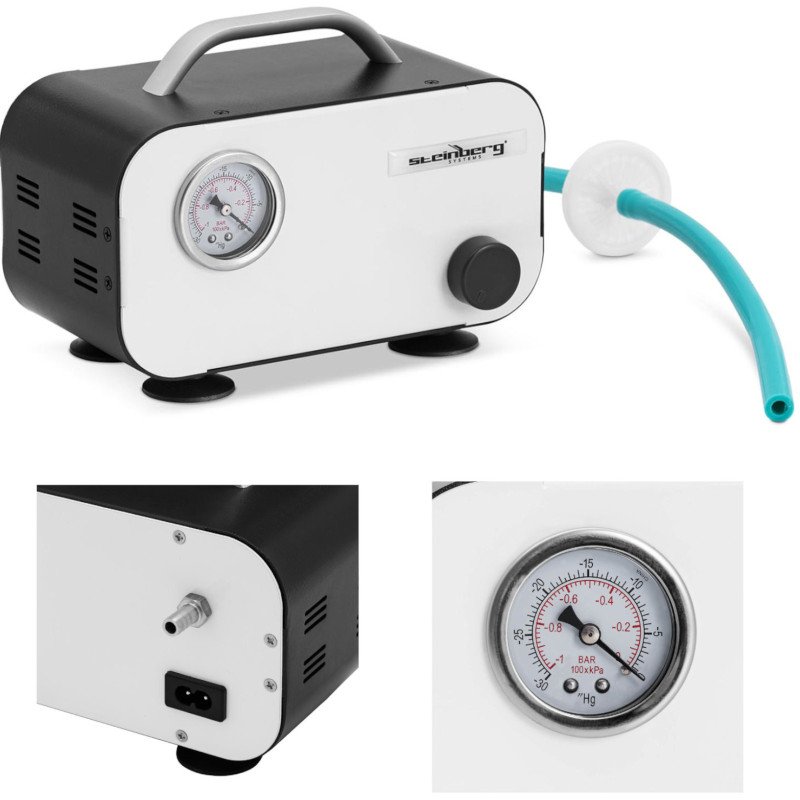 Laboratorinis vakuuminis siurblys su manometru be alyvos 15 l/min 30 W Laboratorinis vakuuminis siurblys su manometru be alyvos 15 l/min 30 W