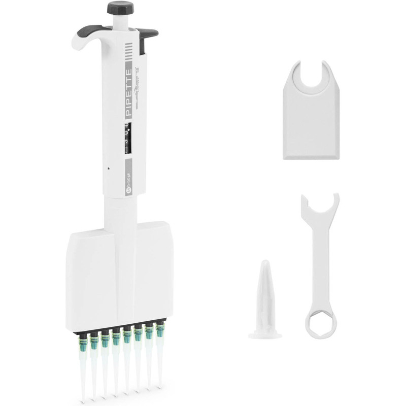 8 kanalų rankinė laboratorinė pipetė 0,005-0,05 ml