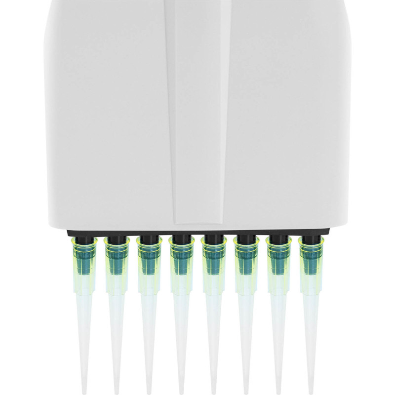 8 kanalų rankinė laboratorinė pipetė 0,005-0,05 ml