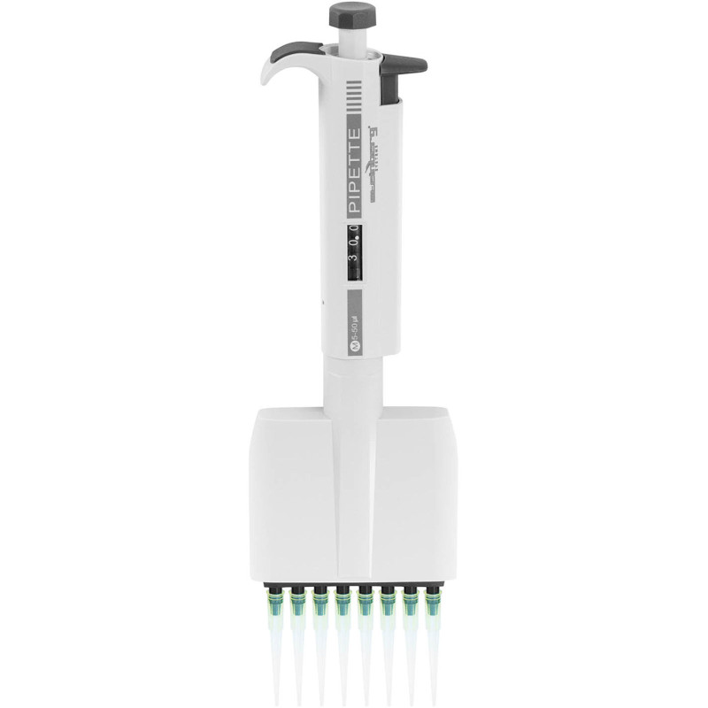 8 kanalų rankinė laboratorinė pipetė 0,005-0,05 ml