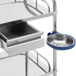 Kosmetinio gydymo laboratorinis vežimėlis iš plieno 2 lentynos 1 stalčius 71 x 63 x 85,5 cm 20 kg