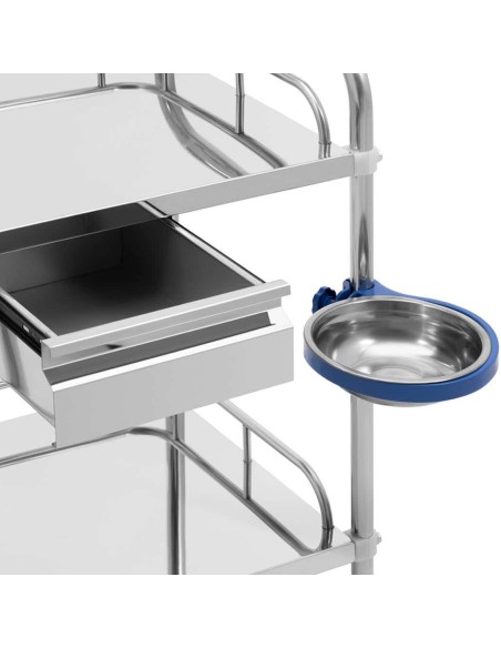 Kosmetinio gydymo laboratorinis vežimėlis iš plieno 2 lentynos 1 stalčius 71 x 63 x 85,5 cm 20 kg Kosmetinio gydymo laboratorinis vežimėlis iš plieno 2 lentynos 1 stalčius 71 x 63 x 85,5 cm 20 kg