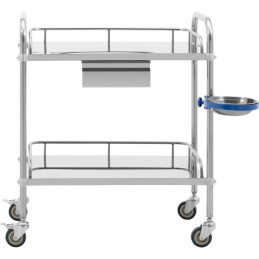 Kosmetinio gydymo laboratorinis vežimėlis iš plieno 2 lentynos 1 stalčius 71 x 63 x 85,5 cm 20 kg