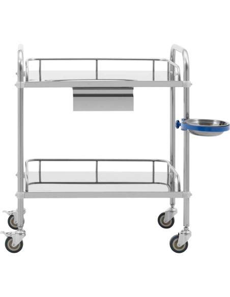 Kosmetinio gydymo laboratorinis vežimėlis iš plieno 2 lentynos 1 stalčius 71 x 63 x 85,5 cm 20 kg Kosmetinio gydymo laboratorinis vežimėlis iš plieno 2 lentynos 1 stalčius 71 x 63 x 85,5 cm 20 kg