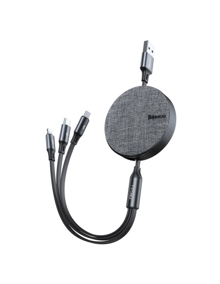 Išplečiamas laidas 3in1 USB microUSB iPhone Lightning USB-C 3.5A 35cm 120cm pilka Išplečiamas laidas 3in1 USB microUSB iPhone Lightning USB-C 3.5A 35cm 120cm pilka