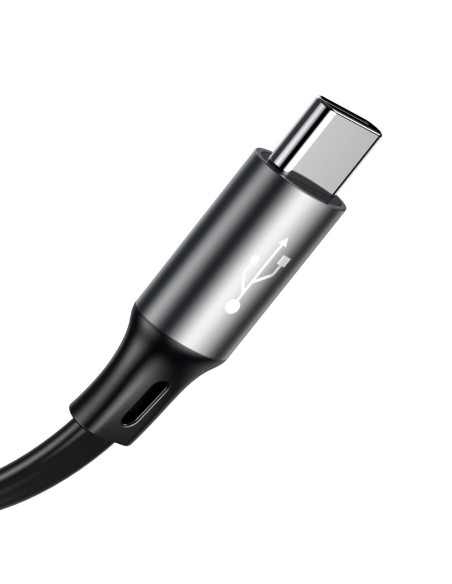 Išplečiamas laidas 3in1 USB microUSB iPhone Lightning USB-C 3.5A 35cm 120cm pilka Išplečiamas laidas 3in1 USB microUSB iPhone Lightning USB-C 3.5A 35cm 120cm pilka