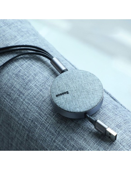 Išplečiamas laidas 3in1 USB microUSB iPhone Lightning USB-C 3.5A 35cm 120cm pilka Išplečiamas laidas 3in1 USB microUSB iPhone Lightning USB-C 3.5A 35cm 120cm pilka