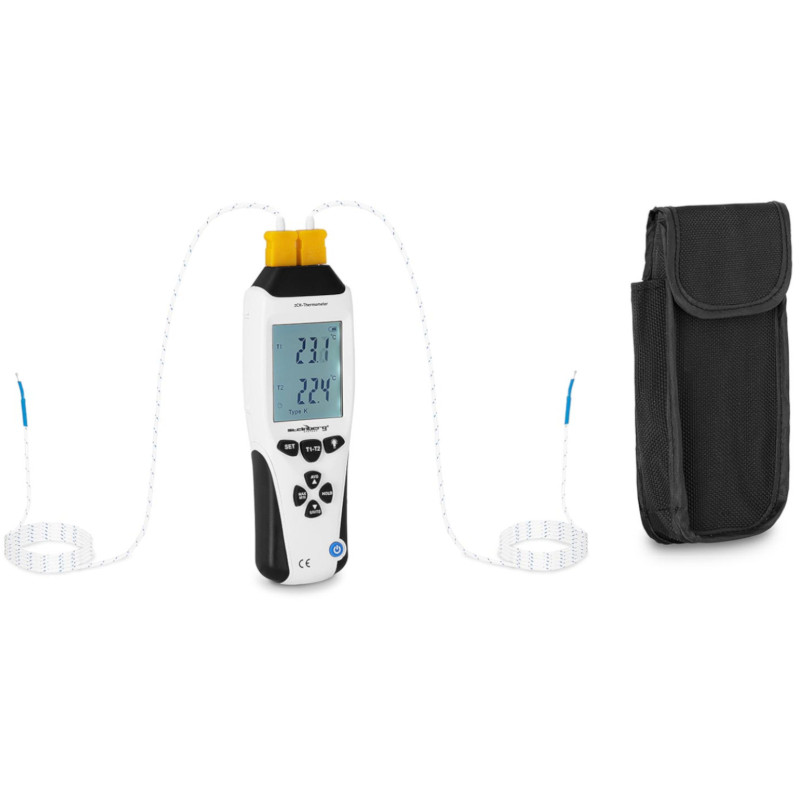 Termometras pramoninis temperatūros matuoklis 2 kanalų K/J LCD diapazonas -200 iki 1370 C