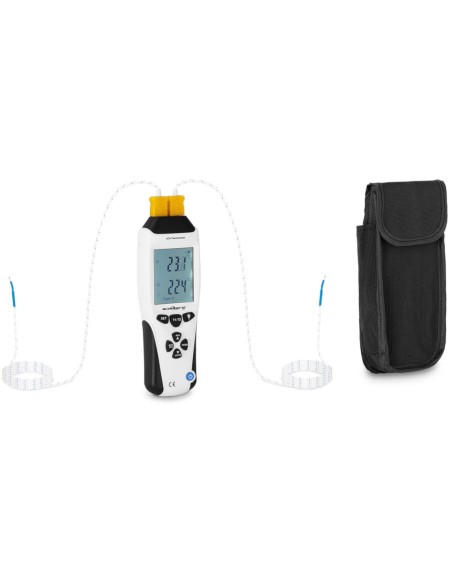 Termometras pramoninis temperatūros matuoklis 2 kanalų K/J LCD diapazonas -200 iki 1370 C Termometras pramoninis temperatūros matuoklis 2 kanalų K/J LCD diapazonas -200 iki 1370 C