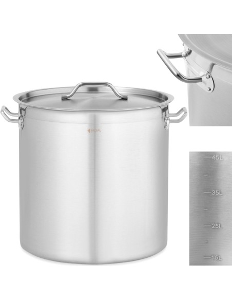 Plieninis puodas su matavimo dangteliu elektrinei dujinei indukcinei viryklei 50 l