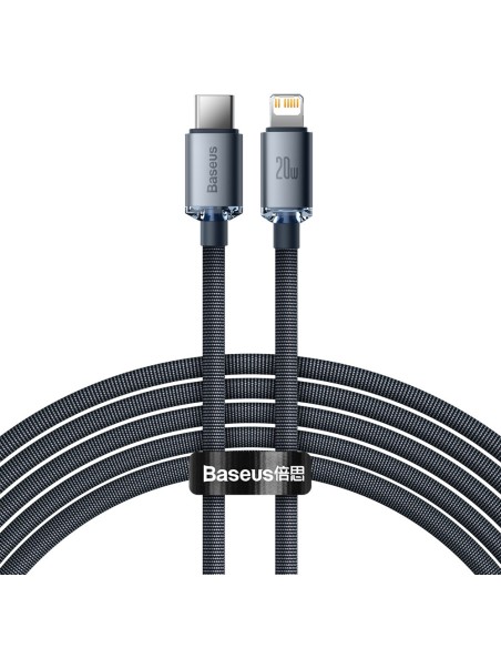 Kabelio laidas greitam įkrovimui ir duomenų perdavimui USB-C iPhone Lightning 20W 2m juodas Kabelio laidas greitam įkrovimui ir duomenų perdavimui USB-C iPhone Lightning 20W 2m juodas