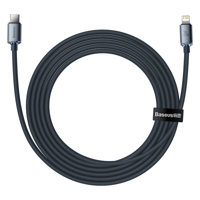 Kabelio laidas greitam įkrovimui ir duomenų perdavimui USB-C iPhone Lightning 20W 2m juodas