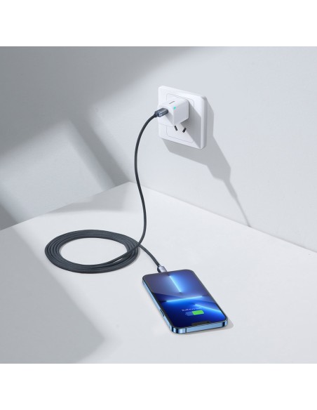 Kabelio laidas greitam įkrovimui ir duomenų perdavimui USB-C iPhone Lightning 20W 2m juodas Kabelio laidas greitam įkrovimui ir duomenų perdavimui USB-C iPhone Lightning 20W 2m juodas