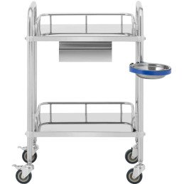 Kosmetinio gydymo laboratorinis vežimėlis iš plieno 2 lentynos 1 stalčius 55 x 60 x 86 cm 20 kg