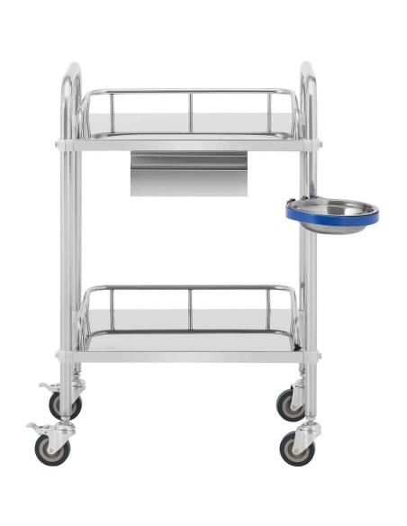 Kosmetinio gydymo laboratorinis vežimėlis iš plieno 2 lentynos 1 stalčius 55 x 60 x 86 cm 20 kg Kosmetinio gydymo laboratorinis vežimėlis iš plieno 2 lentynos 1 stalčius 55 x 60 x 86 cm 20 kg