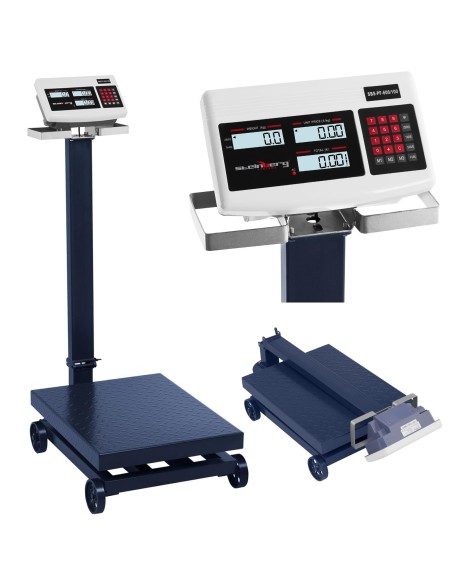 Sandėliavimo platforminės svarstyklės su ratukais SBS-PF-600/100 LCD iki 600kg Sandėliavimo platforminės svarstyklės su ratukais SBS-PF-600/100 LCD iki 600kg