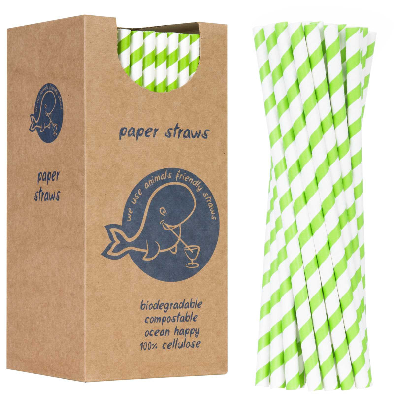 BIO ekologiški popieriniai šiaudeliai PAPER STRAWS 6/205mm - balta ir žalia 250vnt. BIO ekologiški popieriniai šiaudeliai PAPER STRAWS 6/205mm - balta ir žalia 250vnt.