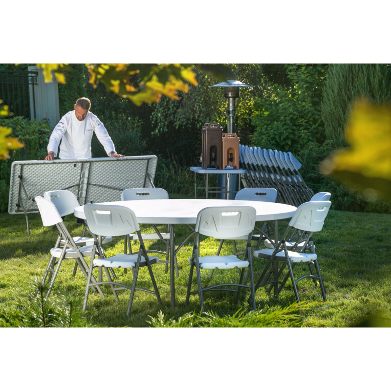 Apvalus sulankstomas maitinimo stalas iki 250 kg skersmens. 1500 x 740 mm – Hendi 810996