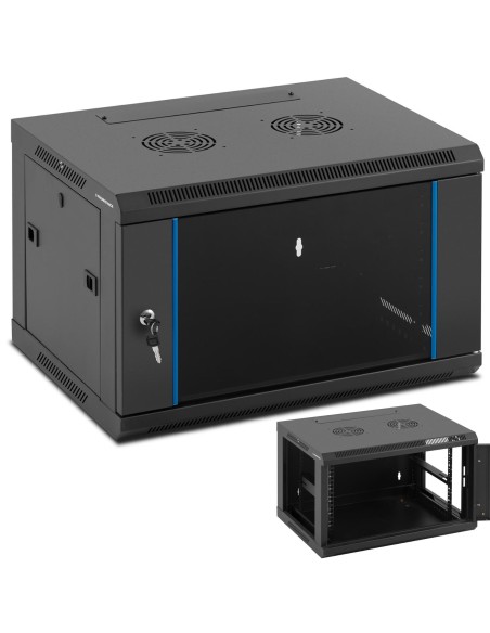 RACK tinklo serverio spintelė pakabinama 19'' 6U IP20 iki 60 kg 60x44x37 cm JUODA