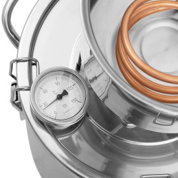 Nerūdijančio plieno distiliatorius su varine spirale ir termometru 12 l