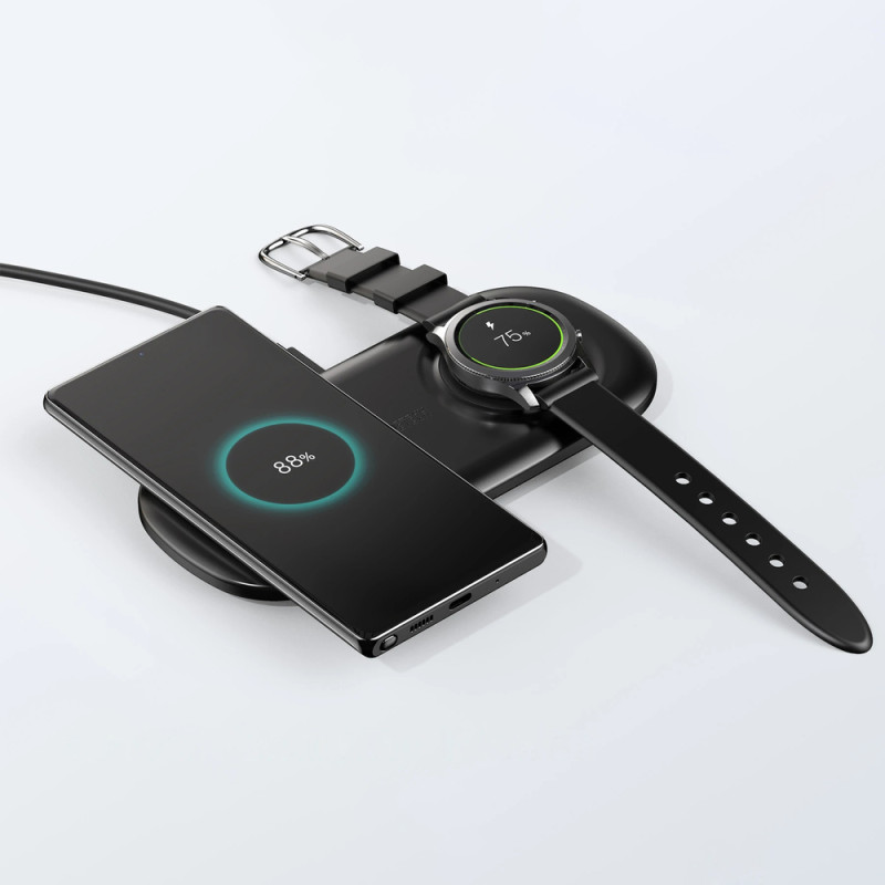 10W Qi belaidis įkroviklis telefonui ir Samsung Galaxy Watch juodas