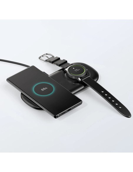 10W Qi belaidis įkroviklis telefonui ir Samsung Galaxy Watch juodas 10W Qi belaidis įkroviklis telefonui ir Samsung Galaxy Watch juodas