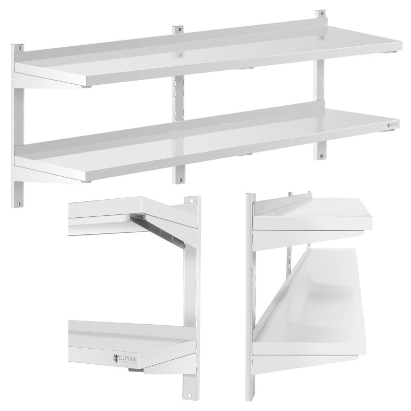Dviguba reguliuojama sieninė gastronominė lentyna STEEL 150 x 40 cm